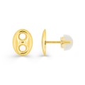 Pendientes de botón grano de café de oro amarillo 9K, 10 x 8 mm