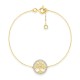 Pulsera oro amarillo 9K y rodio con ficha del árbol de la vida y circonitas