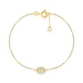 Pulseira em ouro amarelo 9K, motivo de grãos de café e zircónia