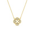 Collar con trébol estilizado en oro amarillo 9K y circonitas