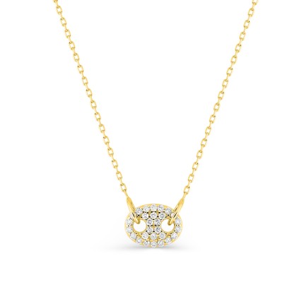 Collar de oro amarillo 9K con colgante grano de café y circonitas