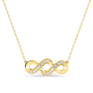 Colar fantasia em ouro amarelo 9K, zircónia