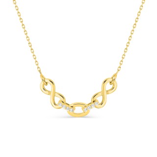 Colar infinito em ouro amarelo 9K com zircónia de 8x4 mm