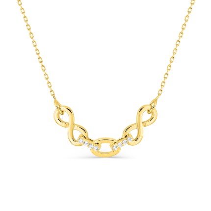 Colar infinito em ouro amarelo 9K com zircónia de 8x4 mm