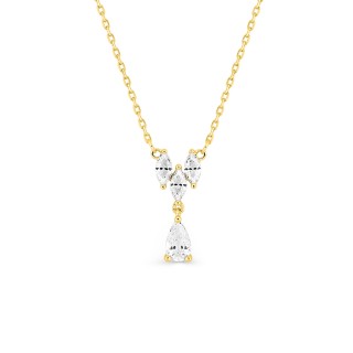 Colar de ouro amarelo 9K com quatro zircónias