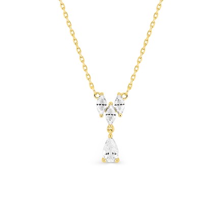 Collar de oro amarillo 9K con cuatro circonitas