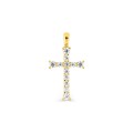 Colgante cruz de oro amarillo 9K con pavé de circonitas 16 x 10 mm