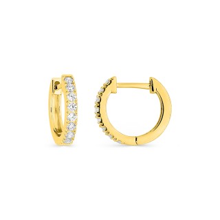 Brincos de mini argola em ouro 9K com argola incrustada com zircónia branca