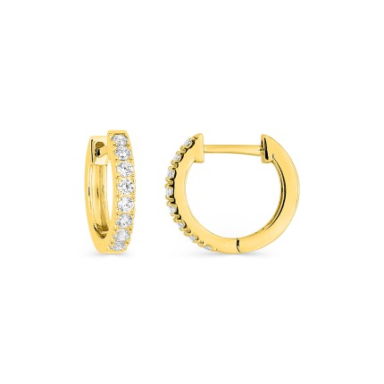 Brincos de mini argola em ouro 9K com argola incrustada com zircónia branca