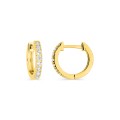Pendientes mini aros de oro 9K con anillo incrustado de circonitas blancas