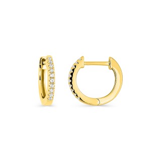 Brincos de argola em ouro amarelo 9K 12 mm com zircónia