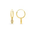 Aros de oro amarillo 9K con dijes de almendra y circonitas