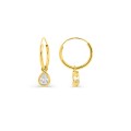 Aros de oro amarillo 9K con dije en forma de gota y circonitas