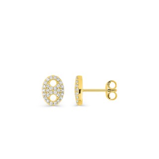 Pendientes grano de café de oro amarillo 9K y circonitas