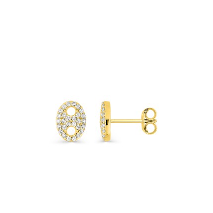 Pendientes grano de café de oro amarillo 9K y circonitas