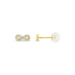 Pendientes de botón de oro amarillo 9K con motivo infinito