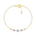 Pulseira de ouro amarelo 9K com topázio, ametista e peridoto