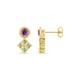 Pendientes oro 9K amarillo con amatista y peridoto