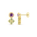 Pendientes oro 9K amarillo con amatista y peridoto