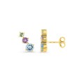 Pendientes oro amarillo 9K con topacio, amatista y peridoto