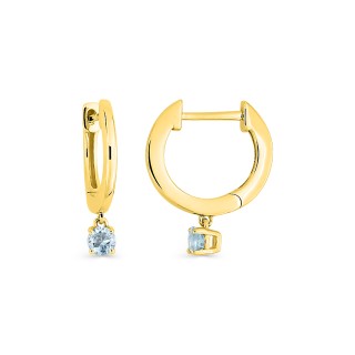 Pendientes aros de oro amarillo 9K, 13 mm con topacios azules