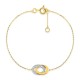 Pulseira de ouro amarelo 9K e ródio com diamantes de 0,01 ct