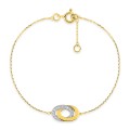 Pulseira de ouro amarelo 9K e ródio com diamantes de 0,01 ct