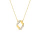 Collar fantasía bicolor forma de rombo en oro amarillo 9K y rodiado, con diamantes 0,01 ct