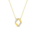 Colar fantasia em formato de losango bicolor em ouro amarelo 9K e ródio com diamantes de 0,01 ct