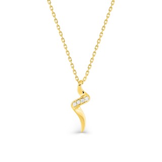 Colar wave em ouro amarelo 9K com diamantes de 0,02 ct