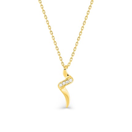 Colar wave em ouro amarelo 9K com diamantes de 0,02 ct