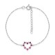 Pulsera de plata de ley rodiada, cadena flexible con eslabón forzado, colgante en forma de corazón y circonita rosa