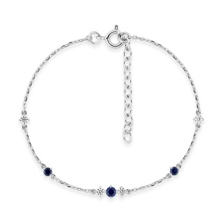 Pulsera plata de ley rodiada con circonitas azules y blancas