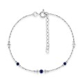 Pulseira de prata 925‰‰ banhada a ródio com zircónias azul e branca