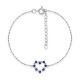 Pulseira de prata 925‰ banhada a ródio com corrente flexível e coração zirconia azul