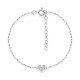 Pulsera de plata de ley rodiada con colgante en forma de corazón y circonitas blancas y redondas