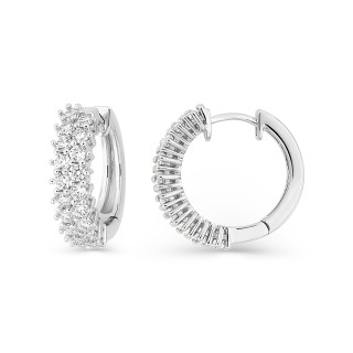 Pendientes aros 18 mm plata de ley rodiada y circonitas