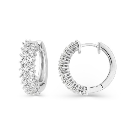 Pendientes aros 18 mm plata de ley rodiada y circonitas