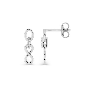 Pendientes infinito plata de ley rodiada con circonitas 9 x 4 mm