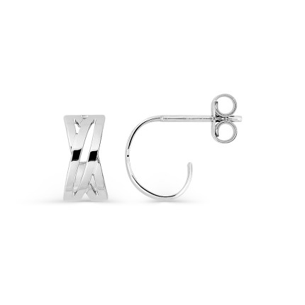 Pendientes aros pequeños plata de ley rodiada entrelazados 11 mm