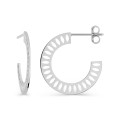 Pendientes aros pequeños plata de ley rodiada motivo almendrado 19 mm