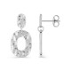 Brincos pendentes de prata 925‰ banhada a ródio com efeito martelado 16x12 mm