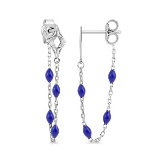 Brincos pendentes de 31 mm em prata 925‰ banhada a ródio com resina azul