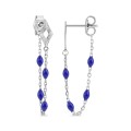 Brincos pendentes de 31 mm em prata 925‰ banhada a ródio com resina azul