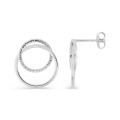 Pendientes colgantes de plata de ley rodiada, anillos entrelazados