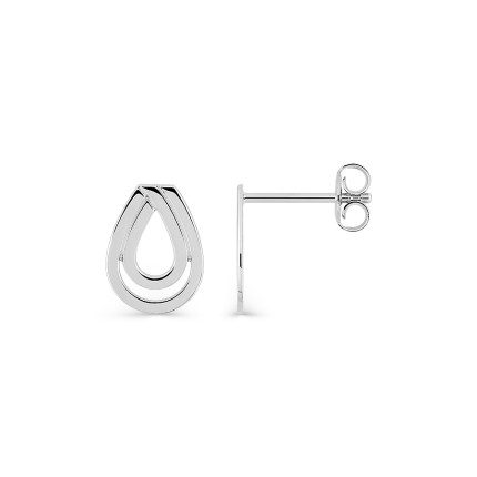 Pendientes de botón plata de ley rodiada motivo gota 11 x 8 mm