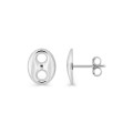Pendientes de botón grano de café plata de ley rodiada 10 x 8 mm