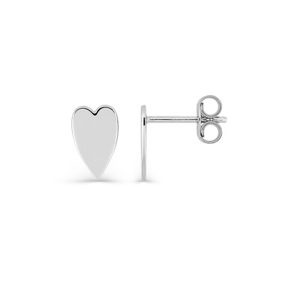 Pendientes de botón corazón 10 x 6 mm plata de ley rodiada