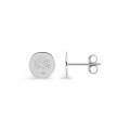 Pendientes de botón árbol de vida, de plata de ley rodiada 8 mm