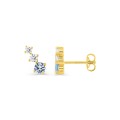 Brincos trilogia banhados a ouro de 11 mm com zircónias azuis e brancas
